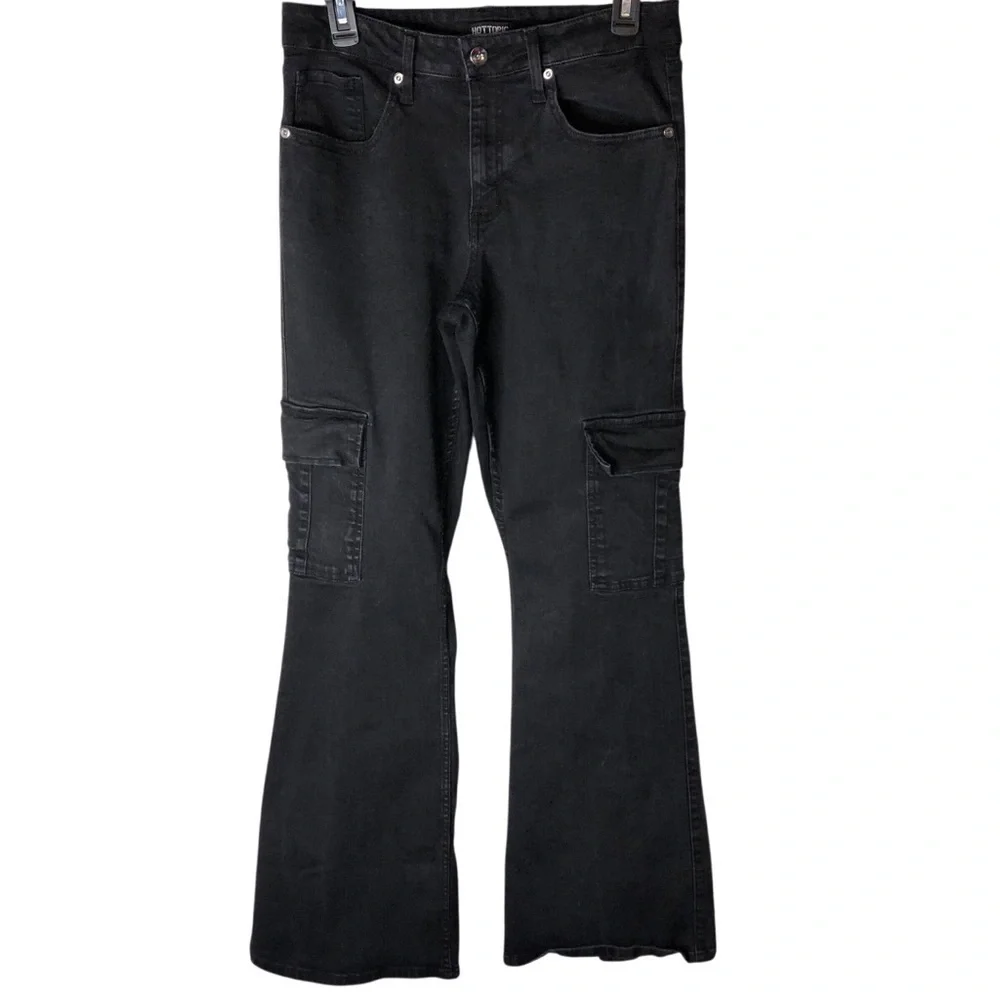Hot Topic Cargo Flare Jeans Wo’s 10 Jr’s 11 Highrise Zipper Hem Grunge Punk Goth